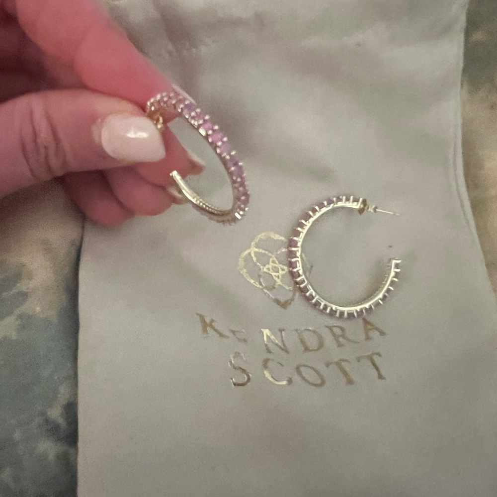 Kendra Scott Purple  and Gold Hoop Earrings